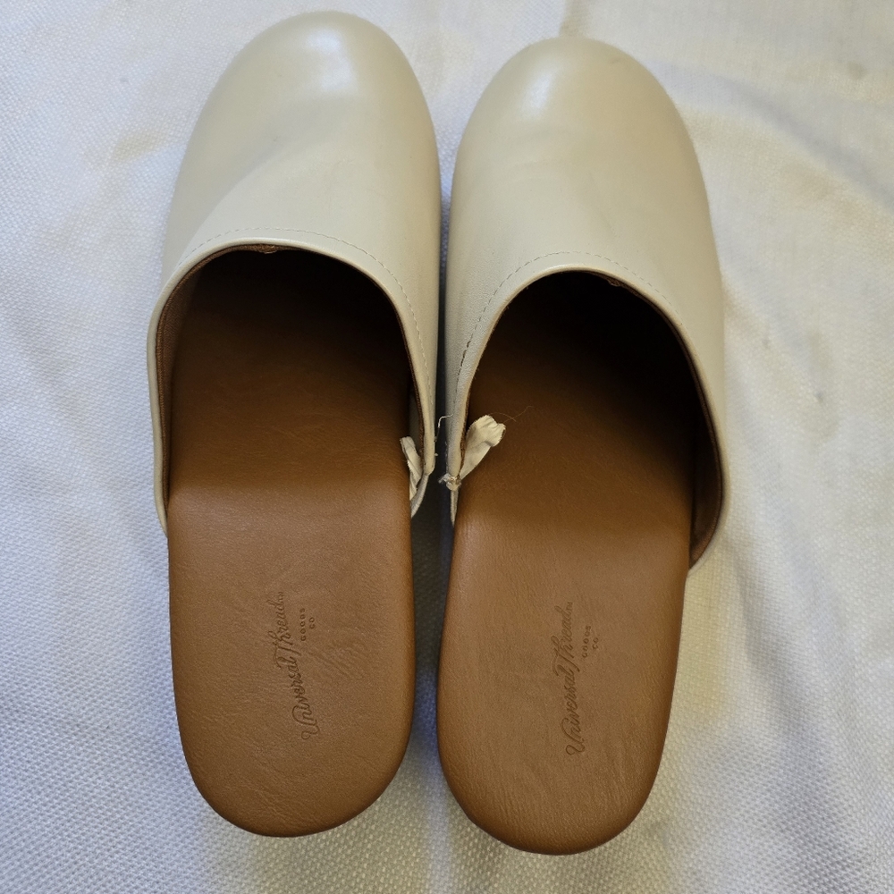 Women's Cream Leather Mules